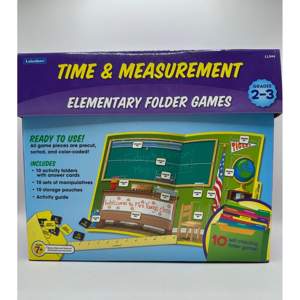 Lakeshore Learning Time & Measurement Elementary Folder Games Grades 2-3 COMPLET